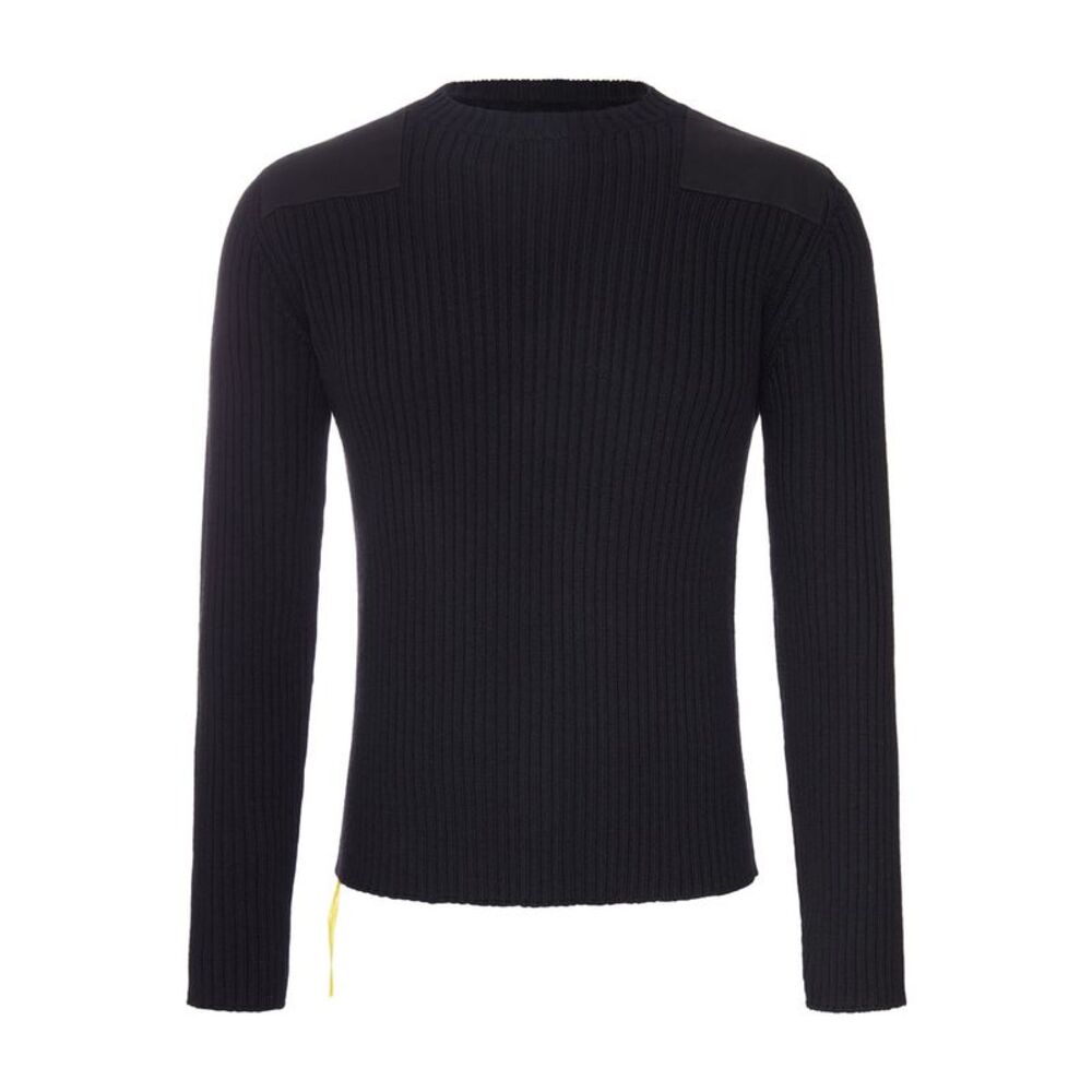 Fendi Men Black Ribbed Sweater With Shoulder Details